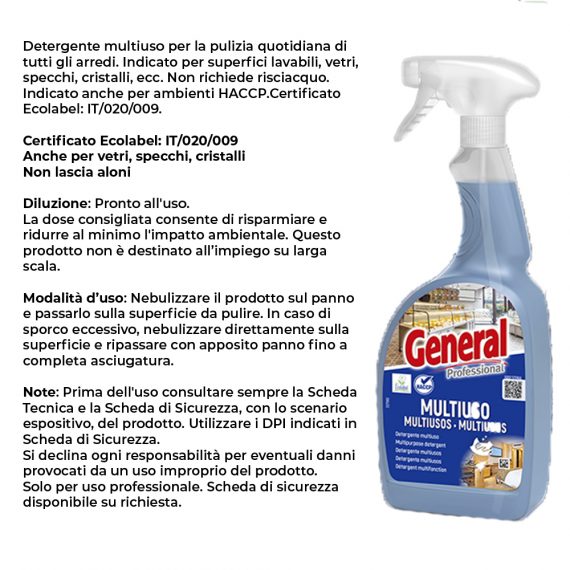 DETERGENTE MULTIUSO GENERAL 750 MLx 1 Pz. ART.7104 [SUTTER350]