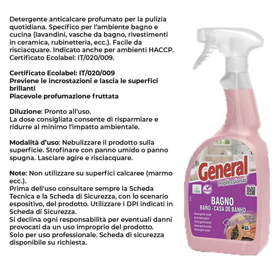 DETEREGENTE BAGNO GENERAL750 MLx 1 Pz. ART.7106 [SUTTER351]